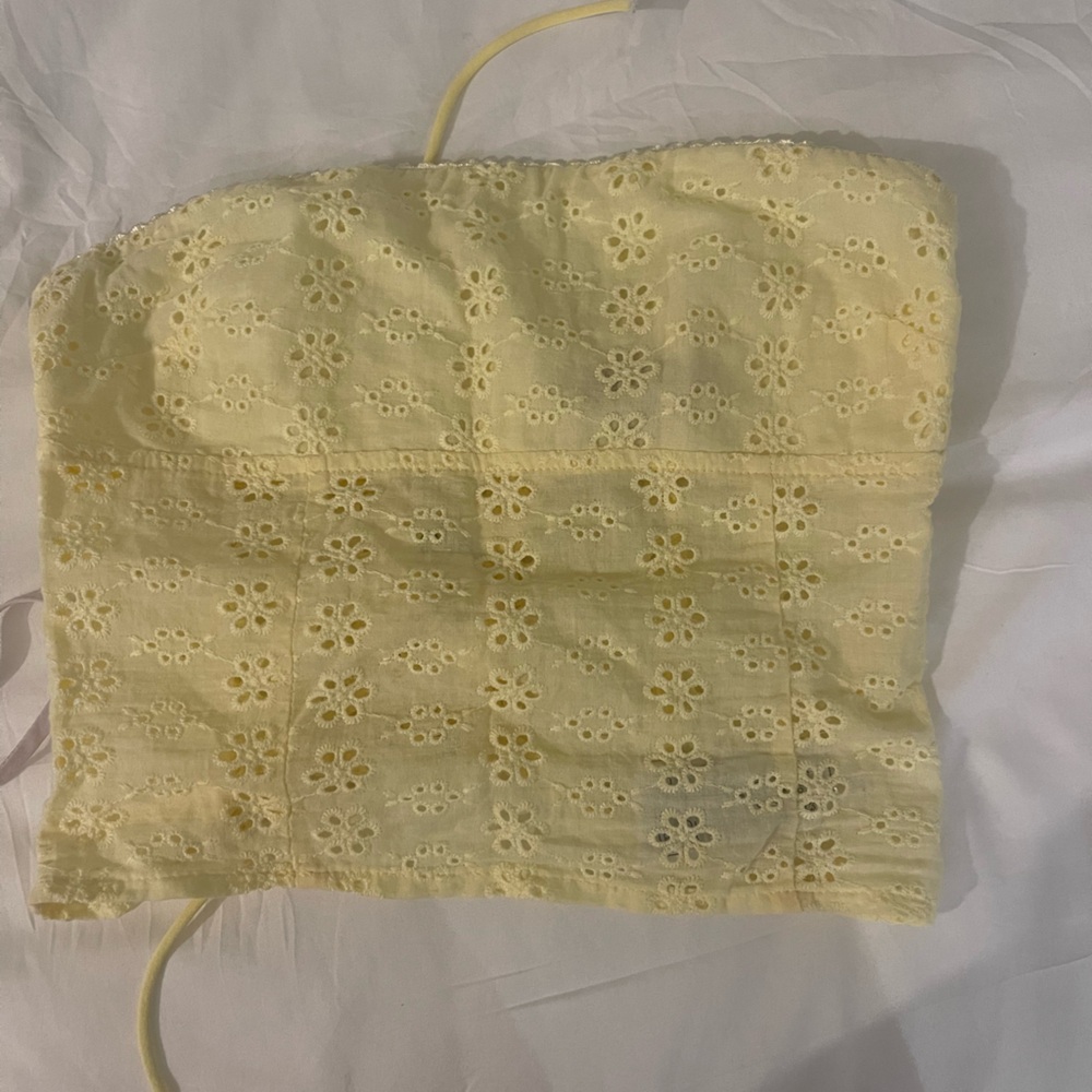 Edikted Yellow Eyelet Lace Women's Top